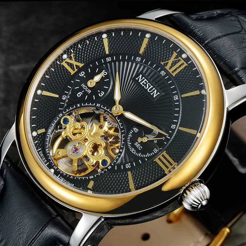 

Switzerland Nesun полые Tourbillon часы для мужчин люксовый бренд автоматические механические мужские часы сапфировые водонепроницаемые часы N9091-2