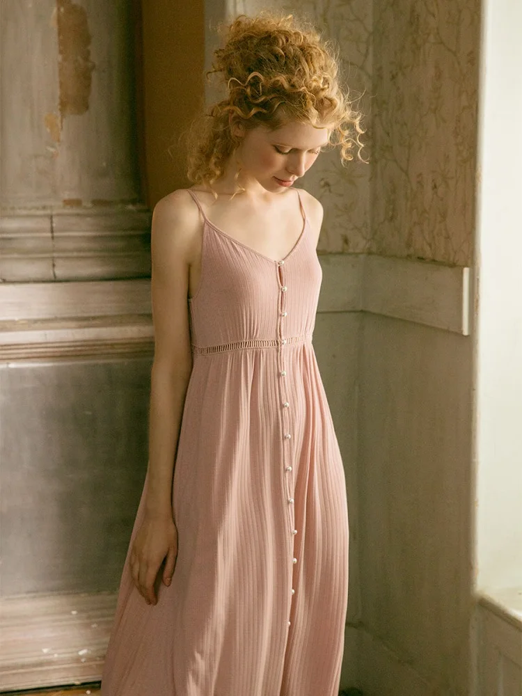 Хлопковые длинные ночные рубашки для женщин элегантные розовые пижамы принцессы