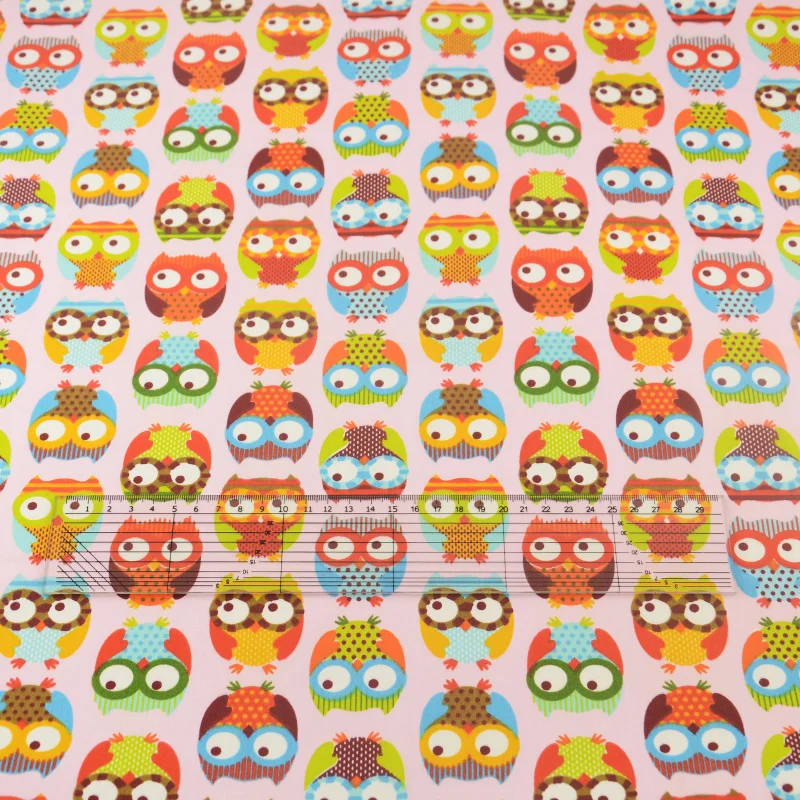 Pink Cotton Twill Fabrics Quilting Patchwork Colorful Owls Designs Sewing Cloth Home Textile Telas Scrapbooking CM Tissue