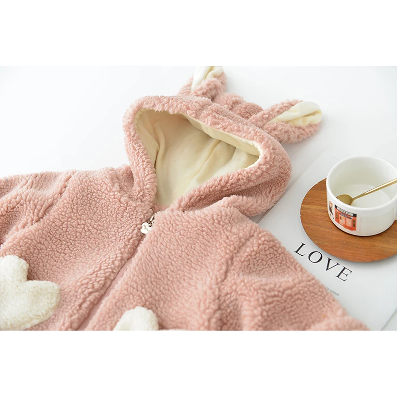 Для малышей Детский свитер пальто симпатичный кролик уха с капюшоном утолщаются