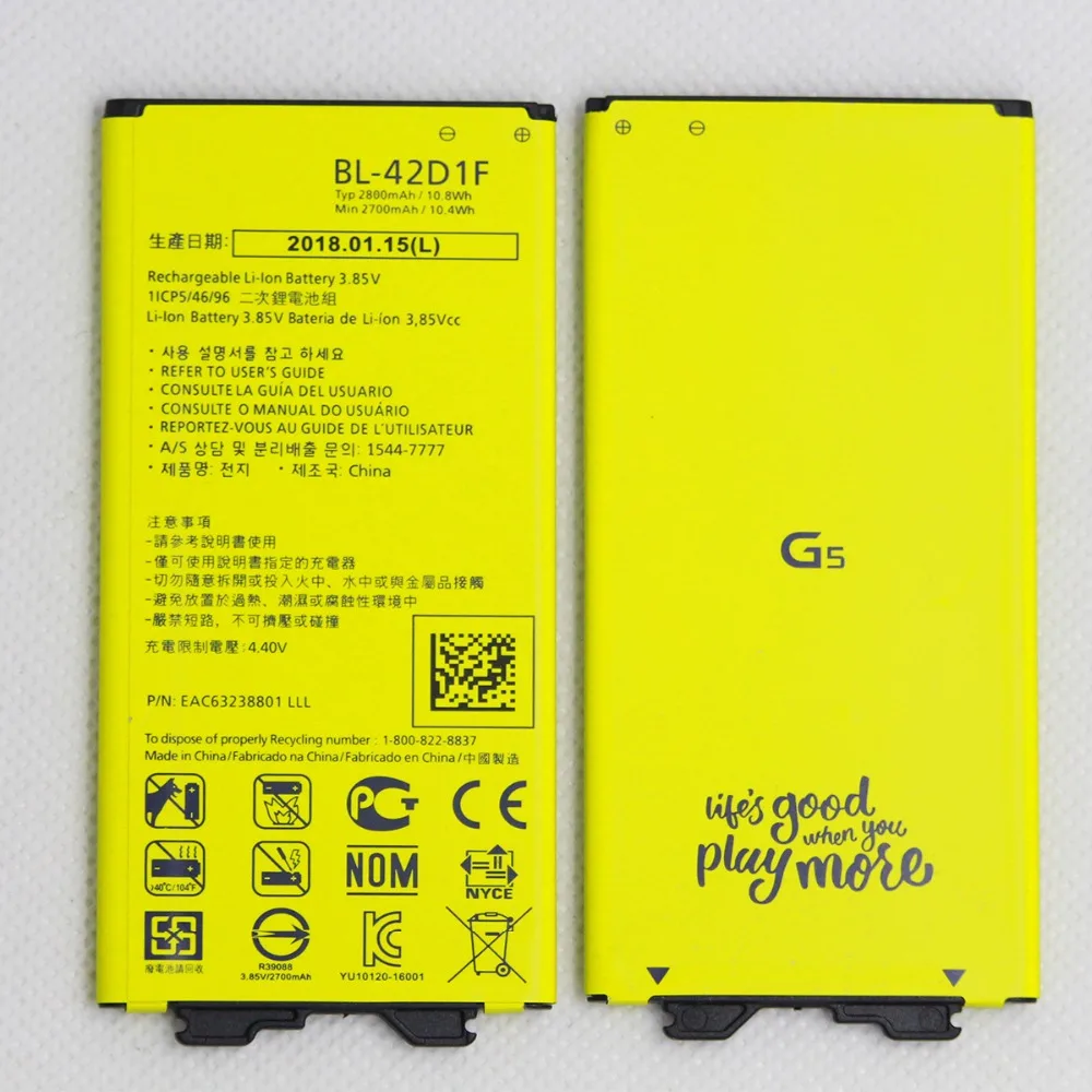 

20pcs/lot 2800mAh New BL-42D1F Mobile Phone Battery For LG G5 VS987 US992 H820 H850 H868 H860 F700K BL 42D1F Replacement battery