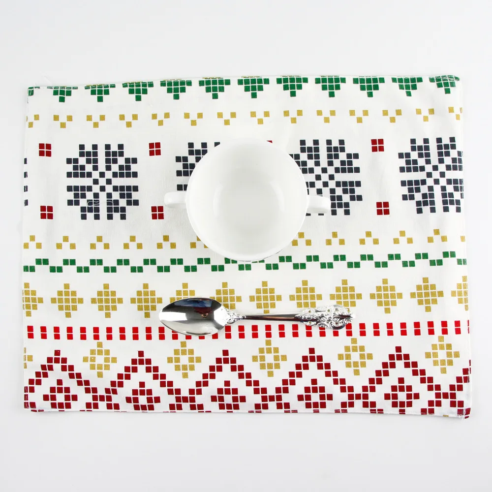 Двухсторонний коврик из хлопка и льна с геометрическим принтом изоляционный для