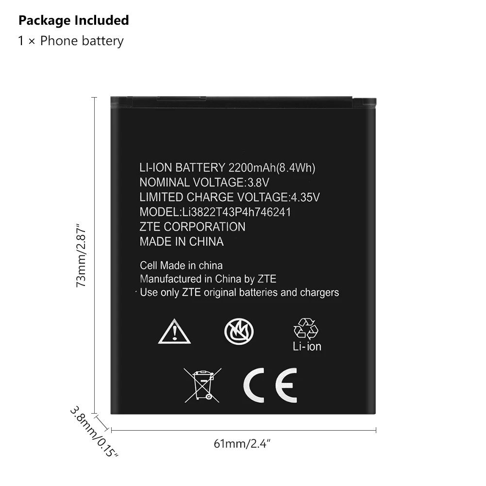 2200mAh литий-ионные запасные батареи для мобильного телефона Li3822T43P4h746241 для zte Blade L4 Pro A465 A475 TWM Amazing X3s