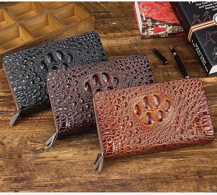 Длинный кошелек из натуральной кожи аллигатора для мужчин брендовый