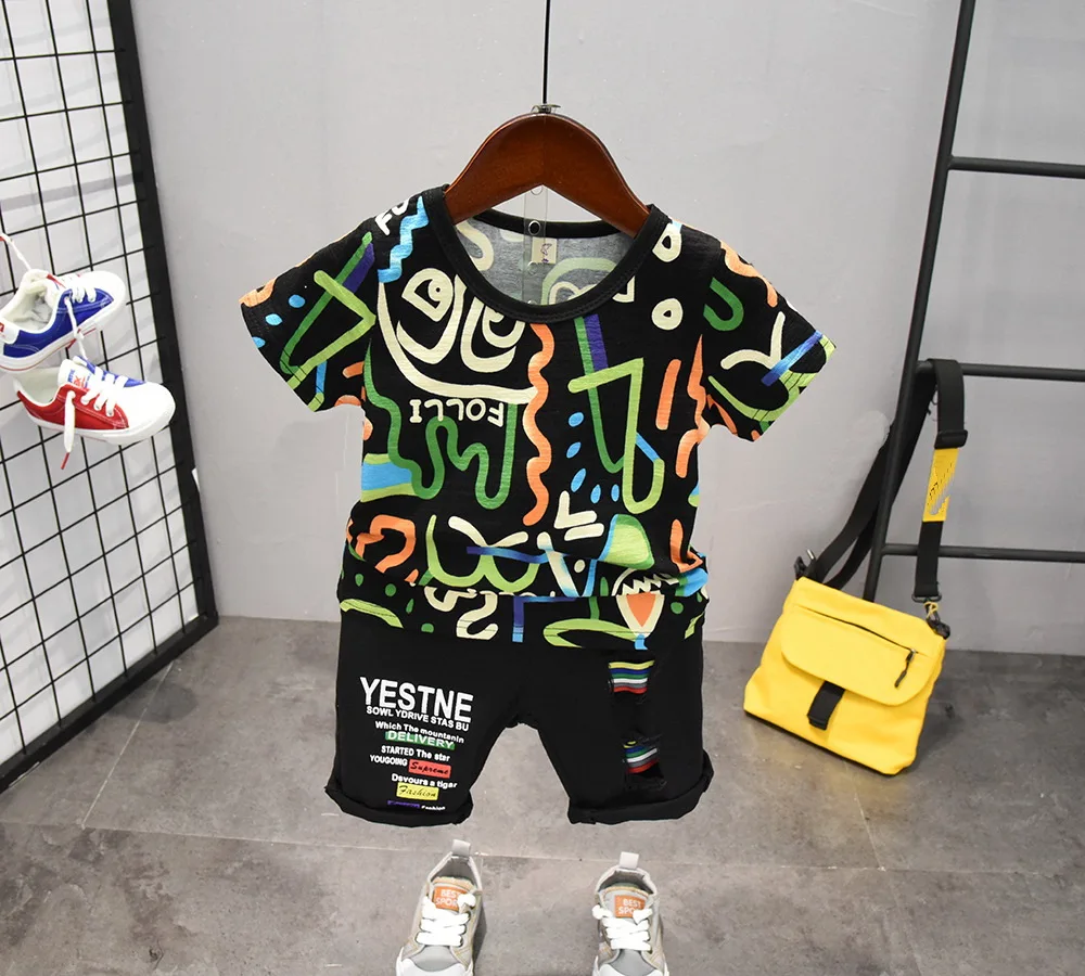 Toddler Kids Baby Boys Short Sleeve Cotton T-shirt Tops + shorts Pant Legging Outfit Clothing Set 2-7years |