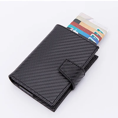 Carbon black x-45 BISI GORO модный Анти rfid Автоматический чехол для кредитных карт Многофункциональная Защита porta tarjetas имя карты алюминиевый мужской кошелек - Цвет: Carbon black x-45
