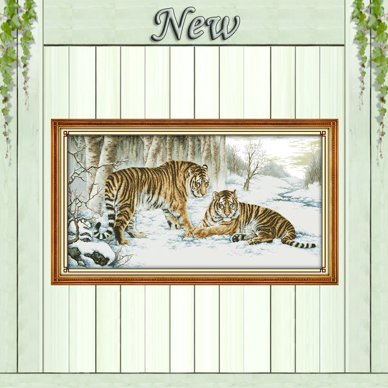 Тигр Лес Снег в костюме талисман-живопись Счетный Печать на холсте DMC14CT 11CT