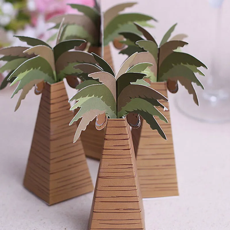 24pcs Rustic Wedding Favor Box Coconut Palm Tree Baby Shower Accessories boda Favors and Gifts | Дом и сад