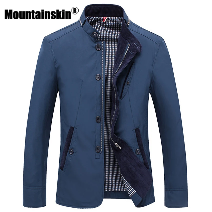 Мужская Длинная ветровка Mountainskin деловая приталенная куртка с воротником стойкой
