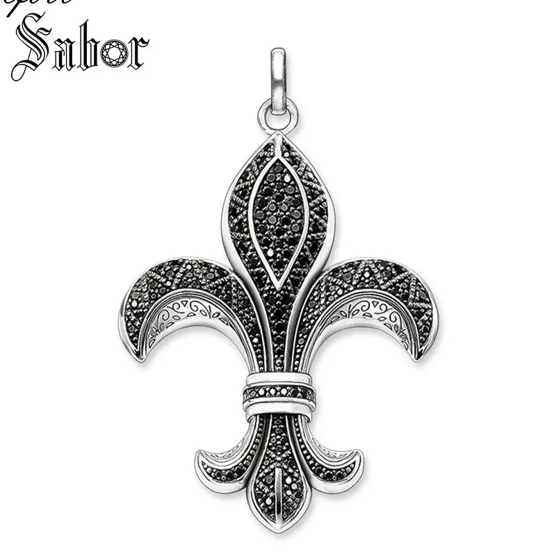 Fleur-de-lis Кулон бык Череп Буйвола, новинка, модное ювелирное изделие, 925 пробы, серебро, кубический цирконий, подарок для женщин, подходит для ожерелья thomas - Окраска металла: Fleur-de-lis