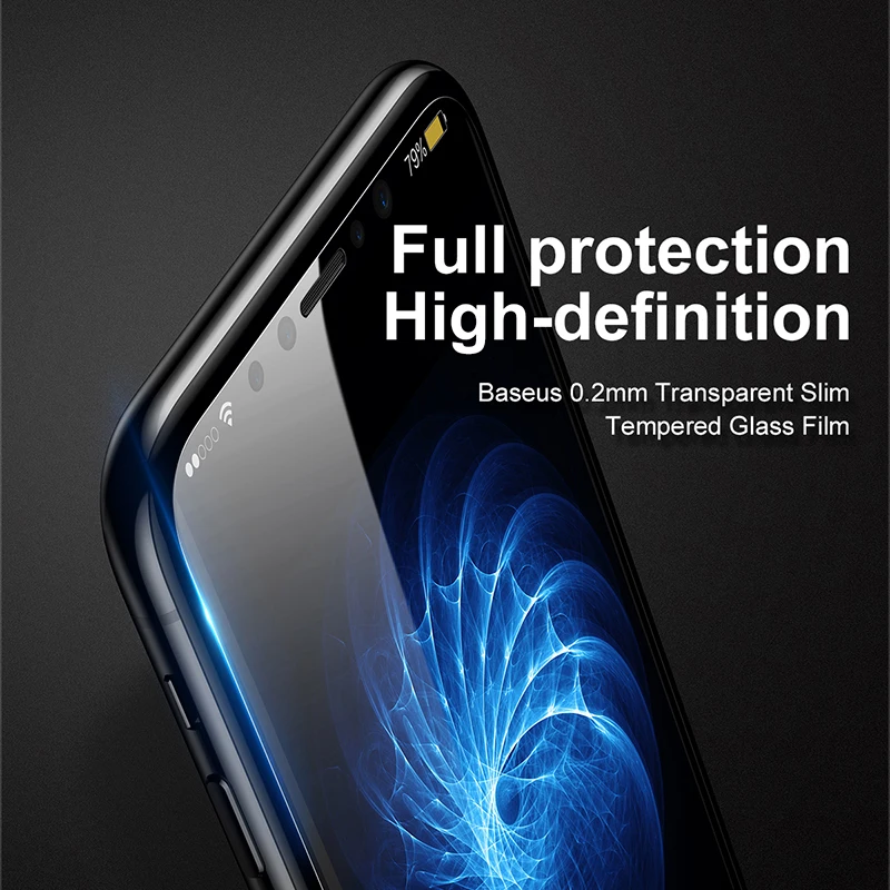 Защитное стекло Baseus для iPhone X закаленное 0 2 мм ультратонкое стеклянная пленка
