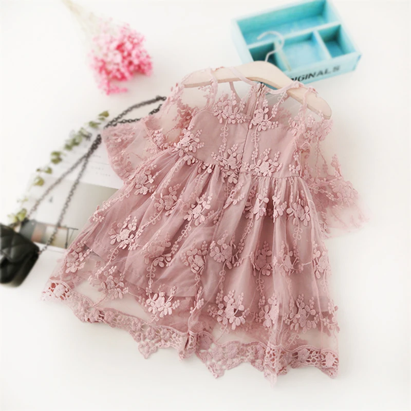 bibicola summer girl clothes kids dresses for girls lace flower dress baby party cotton children princess | Детская одежда и обувь
