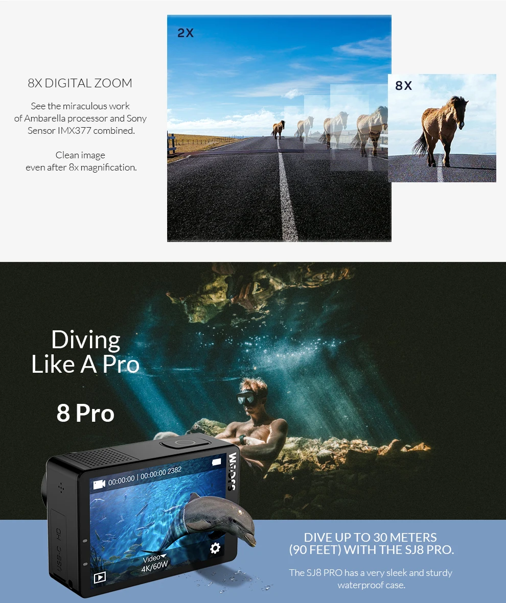SJCAM SJ8 серия SJ8 Air& SJ8 Plus и SJ8 Pro 1290 P 4 Karat Action Kamera wifi Fernbedienung Wasserdichte Sport DV