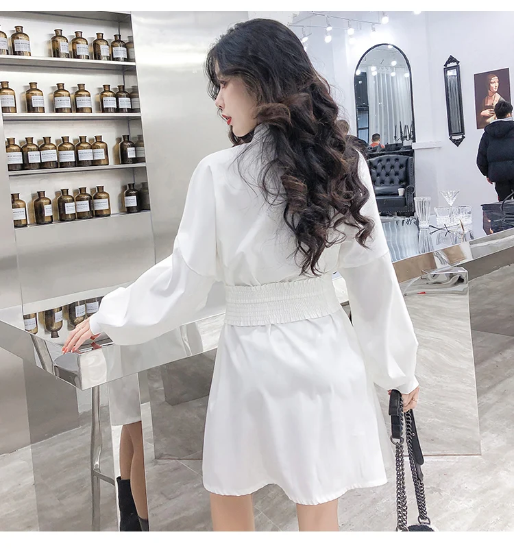 Шикарные женские длинные рубашки с поясом модные хлопковые длинным рукавом