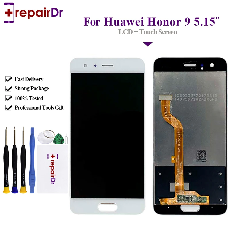 Original Lcd For Huawei Honor 9 LCD Display Touch Screen Digitizer Assembly with frame STF-L09 STF-AL10 lcd | Мобильные телефоны и