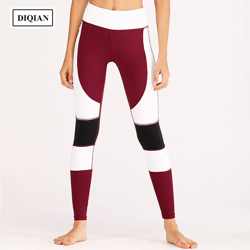 DIQIAN Bodybuilding Splicing Women Yoga Pants Fitness Running Femme Gym Training Ninth Sportwear Plus Size XL | Спорт и развлечения