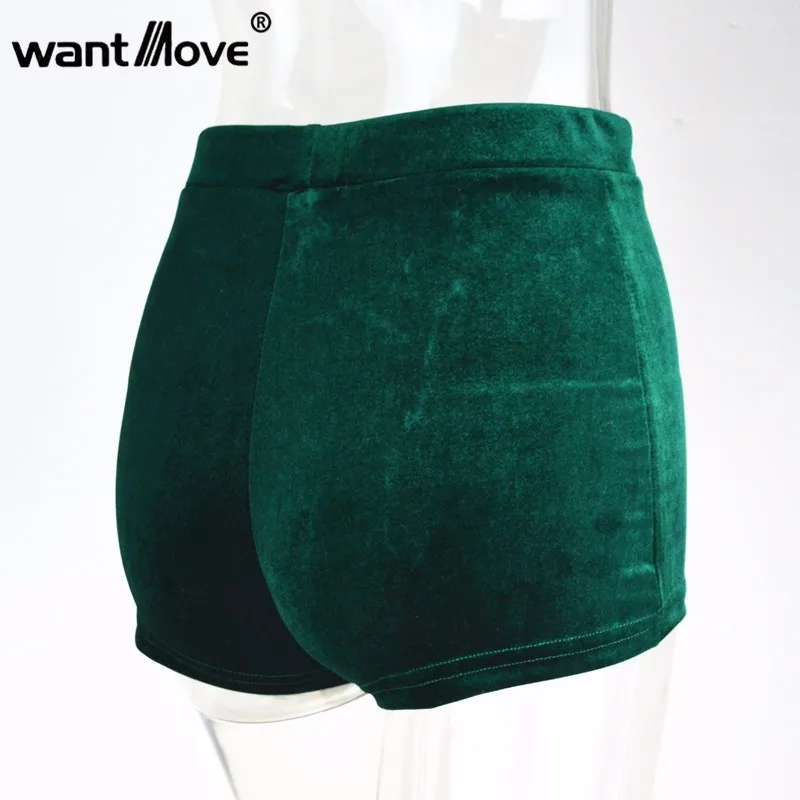 Wantmove, новинка, 5 цветов, S-XL, женские бархатные шорты с завязками, повседневные, высокая талия,, Осень-зима, сексуальные, элегантные, обтягивающие шорты, XD742