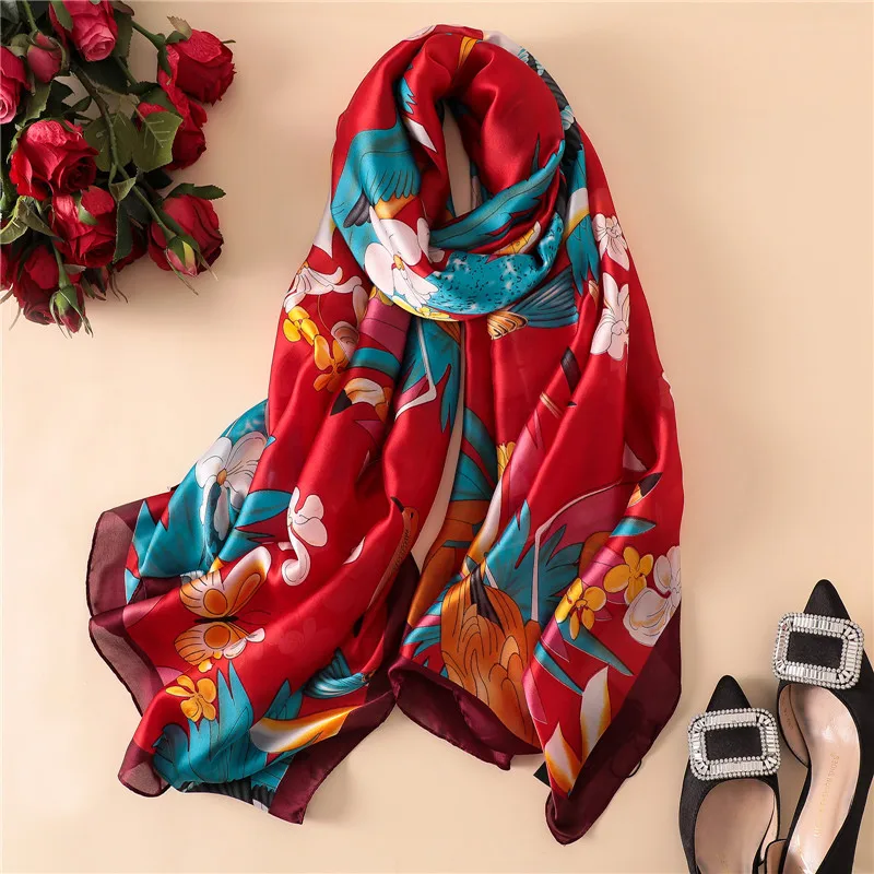 2018 Women Fashion Lovely Animal Bird Eagle Silk Scarf Lady Wraps and Shawls Female Pashmina Stole Foulards Hijab Snood 180*90Cm |