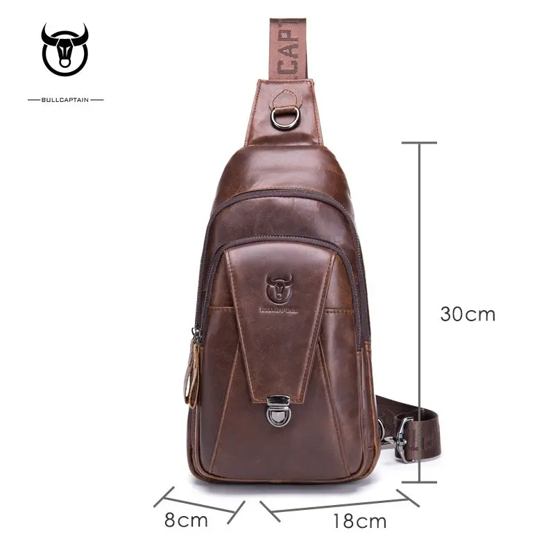 2019 Fashion 100% Genuine Leather Crossbody Bags Multifunctional Sports And Leisure Men's Music Chest Messenger Bag |