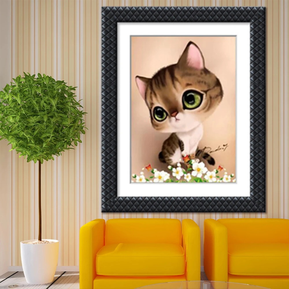 40*30 см Алмазная картина 5D DIY вышивка полная круглая дрель кошка домашний декор
