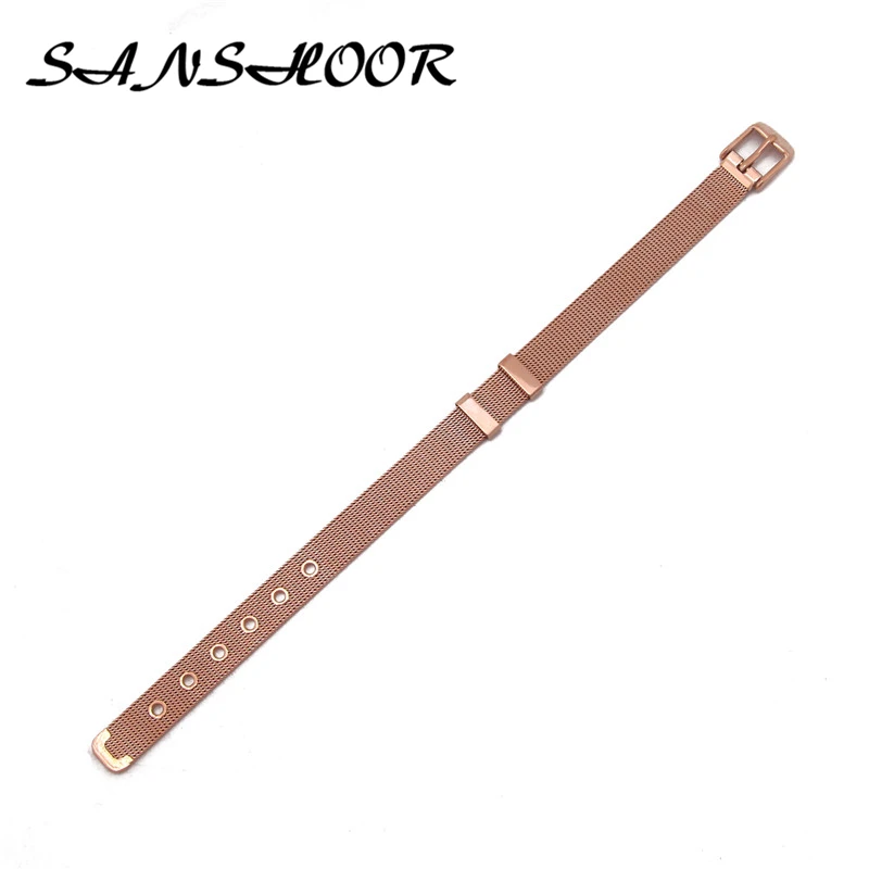 rose gold SANSHOOR,, персонализированная сетчатая повязка на руку, браслет на запястье, 7 цветов, подходит для Diy, для женщин, горка, подвески, как Рождественский подарок, 7 шт - Окраска металла: rose gold