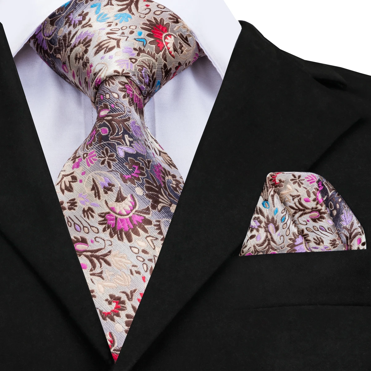 Hi Tie Новый Модный цветочный галстук роскошные шелковые галстуки для мужчин 160 см