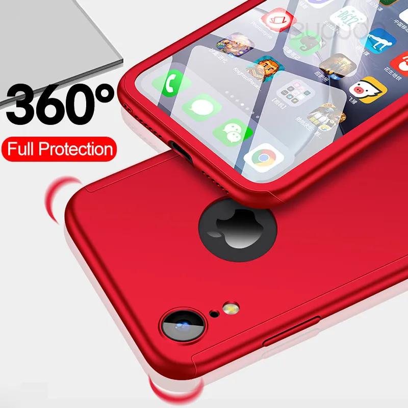 360 Полный Чехол для iPhone X XS XR XS MAX защитный чехол для iPhone5 5S SE 6 6s 7 8 Plus чехол для телефона со стеклом