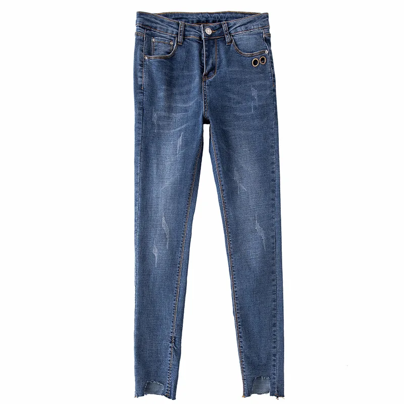 Рваные джинсы Для женщин Джинсы для женские Обувь девочек длиной до щиколотки