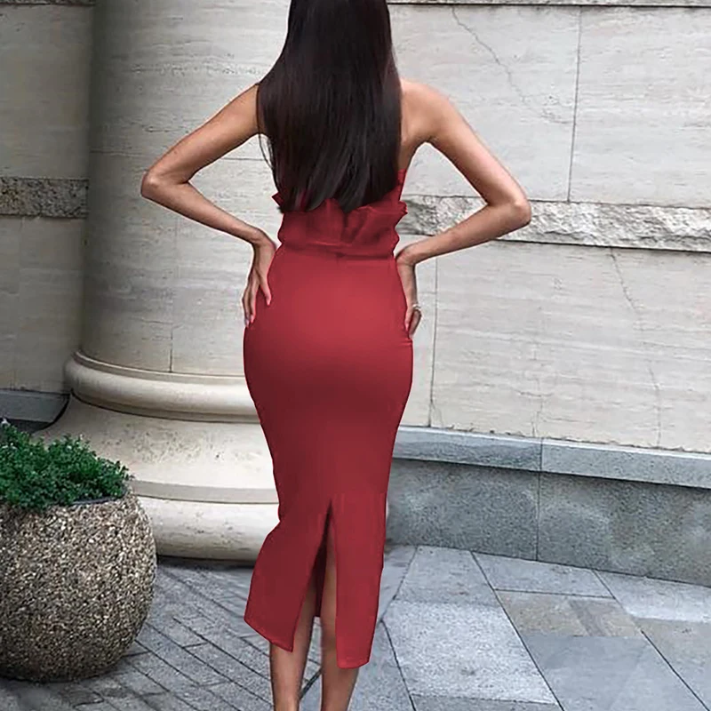 Для женщин Летнее торжественное платье сексуальное обтягивающее без бретелек с