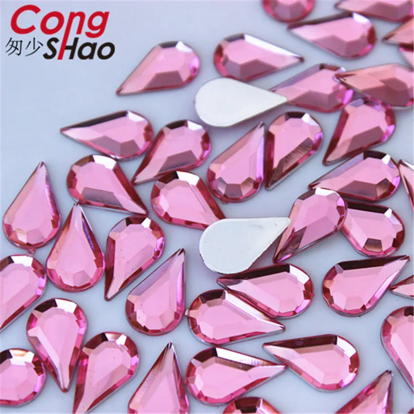 Cong Shao 300 шт. 8*13 мм цветные акриловые стразы с плоской задней стороны камни и