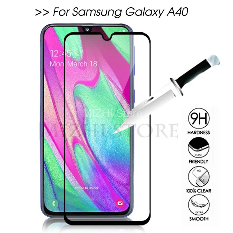 Защитное стекло для samsung a40 закаленное полное покрытие galaxy a 40 40a a405f защитная