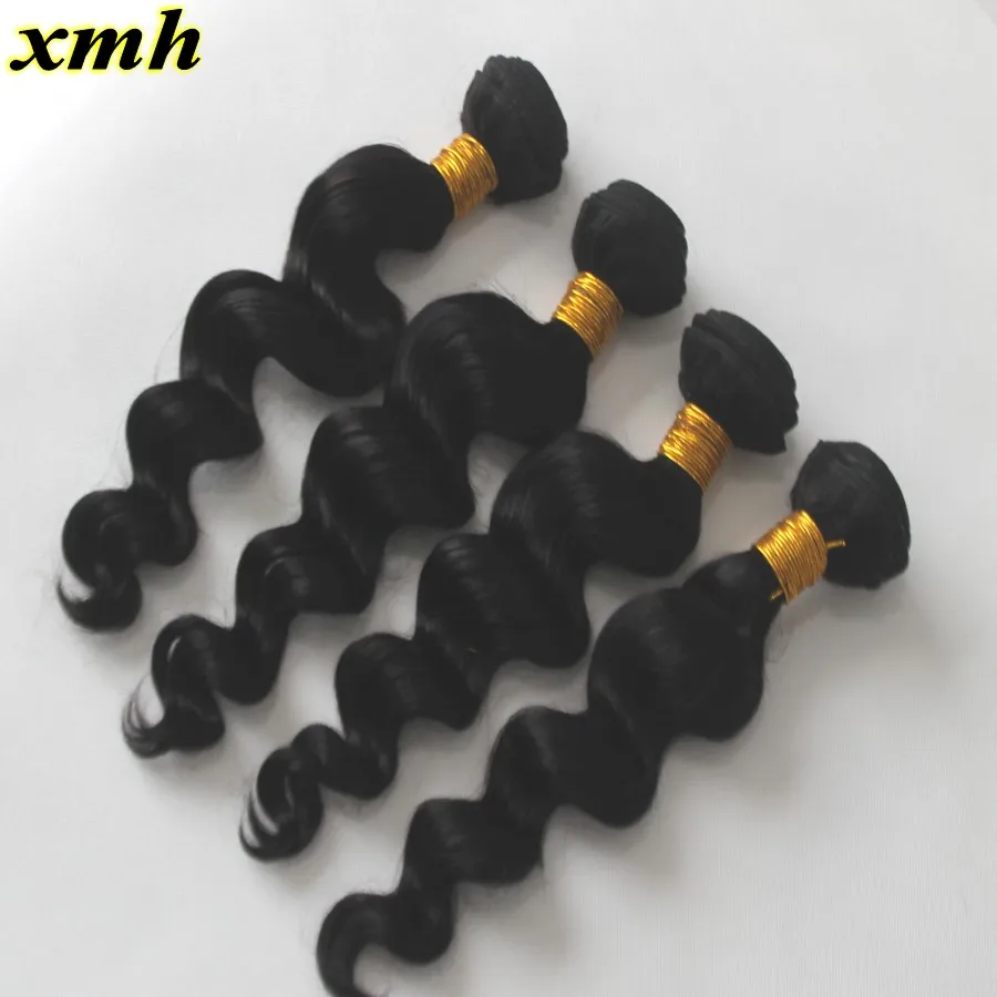 4 Bundles Brazilian Virgin Loose Wave Curly Hair Extension 100g/pc 9A Hotsale Human Weave Machine Double Weft Free Shipping |