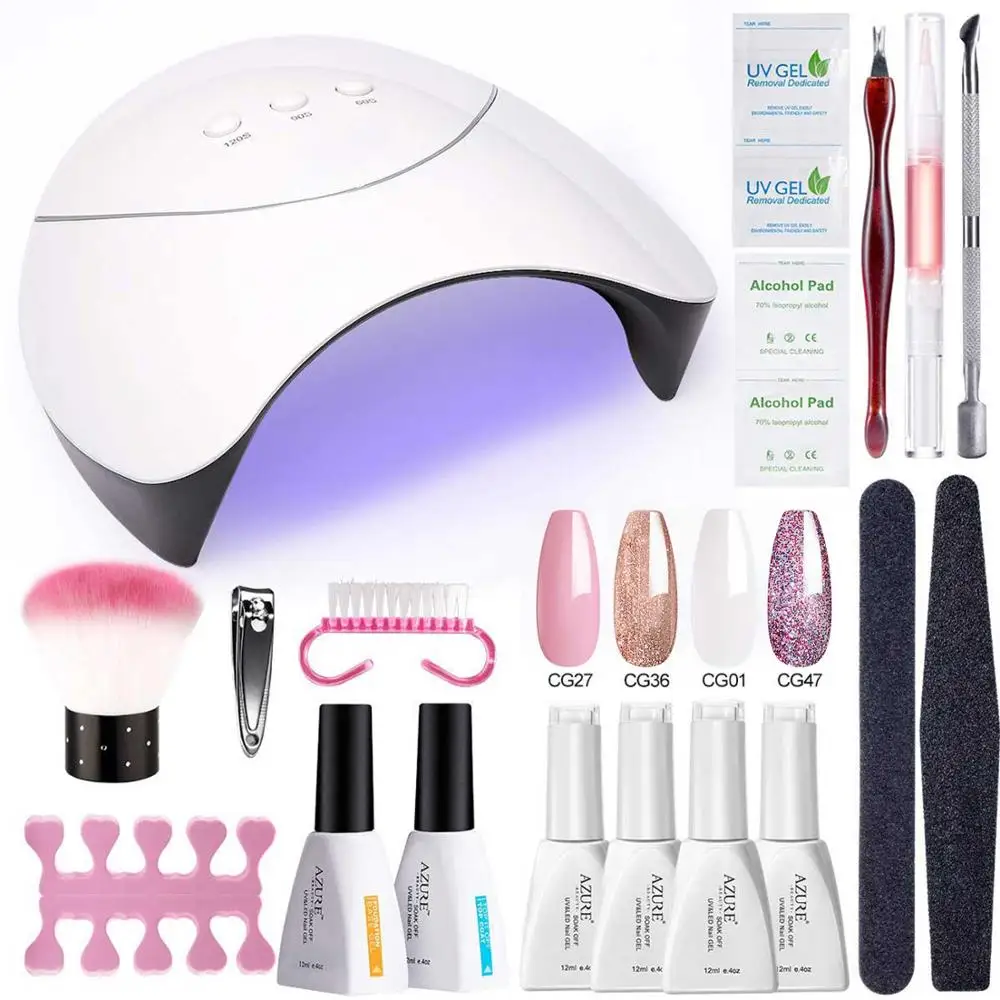 Azure beauty 18 шт./лот 36 Вт Z3 Светодиодная лампа инструменты для дизайна ногтей маникюрный набор умный датчик УФ лампа 4 цвета Полупостоянный гель основа верхнее покрытие