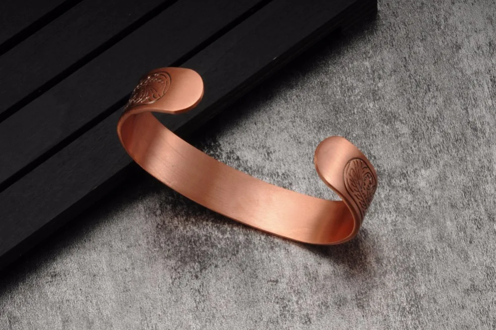 Vinterly Magnetic Pure Copper Bracelets Men Women Vintage Adjustable Wide Bracelets Bangles Health Energy Bracelet for Arthritis