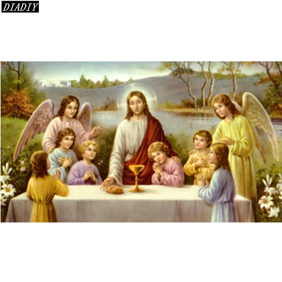 5D diamond embroidery Religious personage full resin mosaic picture home decor diy painting cross stitch angels | Дом и сад