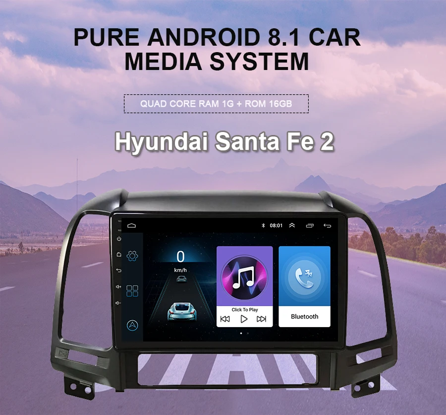 Navivox Android 8,1 2 din автомобильный dvd мультимедийный плеер для hyundai Santa Fe 2005-2012 gps навигация автомобильный Радио магнитофон