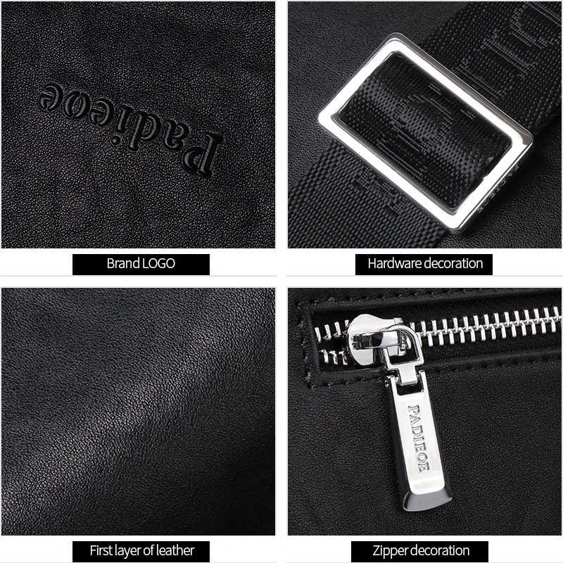 business messenger  leather handbags portfolio bags  for  document shoulder  office Briefcase Men's laptop  computer man genuine