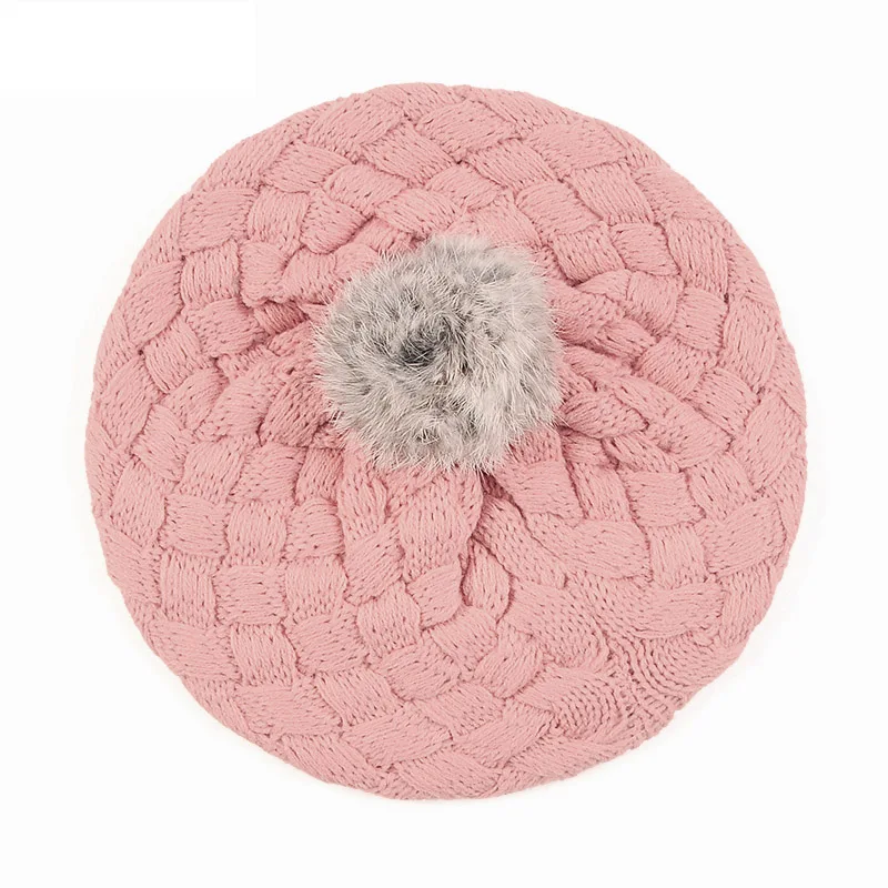 baby girls winter knitted beanie hat infant toddler kids wool warm pompom beret caps | Детская одежда и обувь