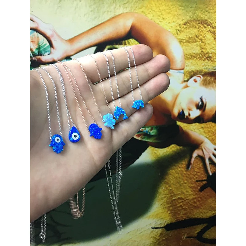 Женское колье с эфиопским опалом ожерелье из серебра 925 пробы натуральным камнем