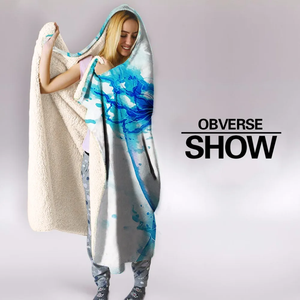 Биполярный в синем и розовом цвете 3D печати с капюшоном Одеяло диван квилт для