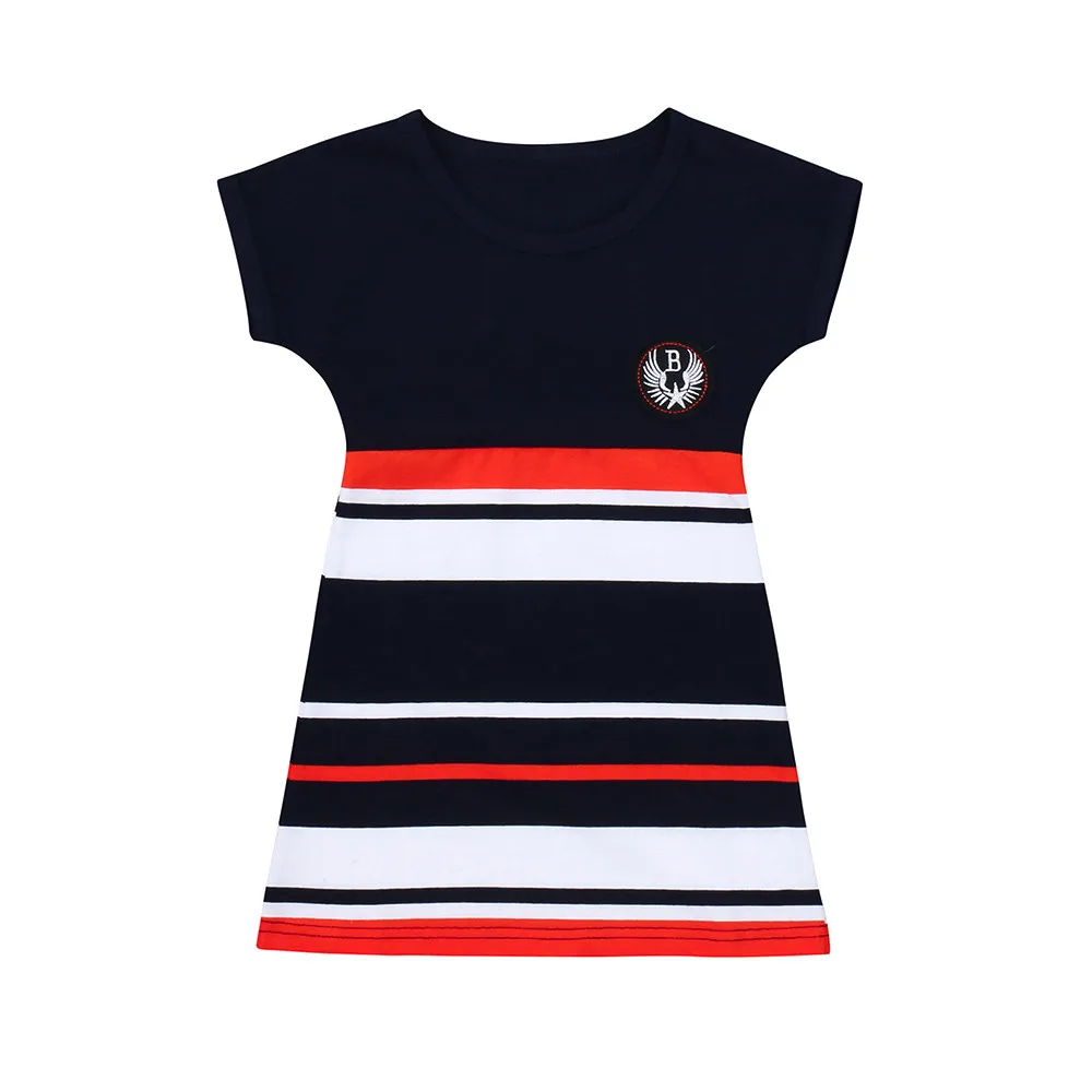 SAGACE мама и я дети девочки полосатый буквенный принт семья короткий рукав платье