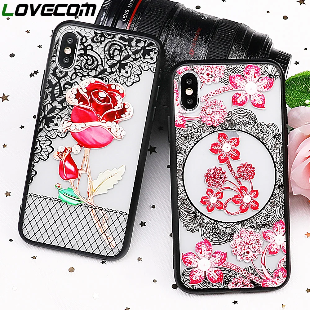 Винтажный чехол с вышитыми цветами для iPhone XS XR Max X 8 7 6 6S Plus TPU + PC полным корпусом