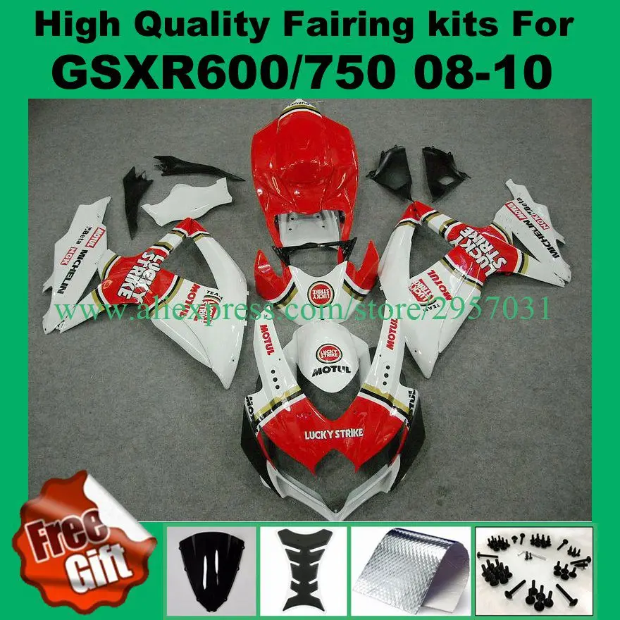 

Injection Fairings for K8 K9 GSXR600 08 09 10 GSXR750 2008 2009 2010 SUZUKI GSX-R600 GSX-R750 08 09 Fairings white red bodywork