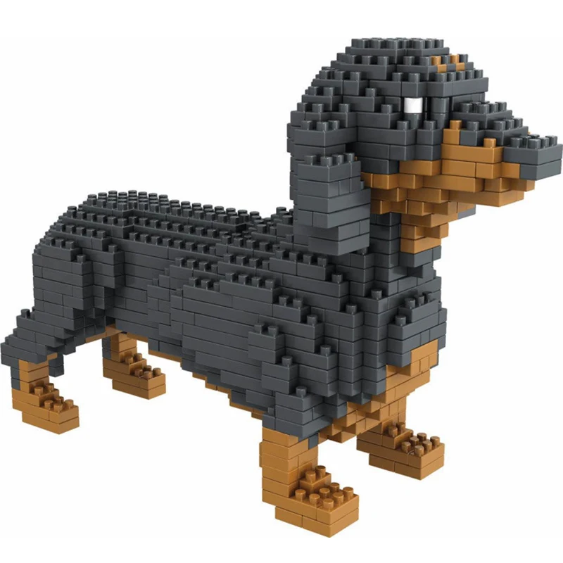 COGO 800 Pcs Assembly Building Blocks Animal Model Dog Toy Mini Diamond Bricks Block Dachshund Schnauzer Toys For Children | Игрушки и