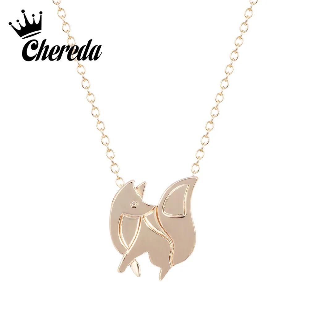

Chereda Simple Fox Shape Necklace for Women Gold Silver Trendy Animal Necklaces&Pendant Party Accessories
