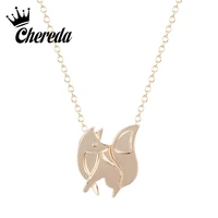 chereda simple fox shape necklace for women gold silver trendy animal necklacespendant party accessories