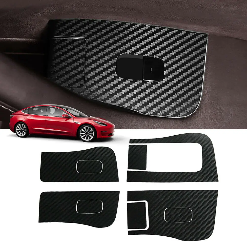 Наклейка на панель стеклопереключателя автомобиля Tesla Model 3 17 19 из углеродного