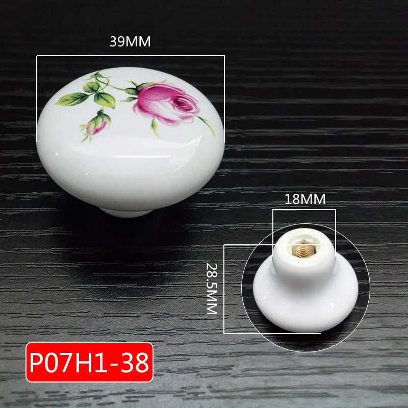 Белый цвет роза lotus love простые мебельные ручки под одно отверстие CeramicKitchen Мебельная ручка ящика шкафа