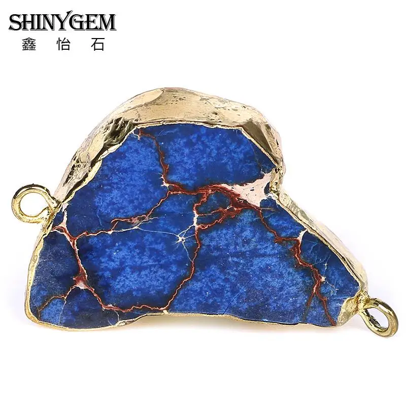 ShinyGem нерегулярные Jaspers камень Кулон Разъем Подвески чакра натуральный камень подвеска Маятник для DIY ювелирных изделий - Окраска металла: Lapis Lazuli
