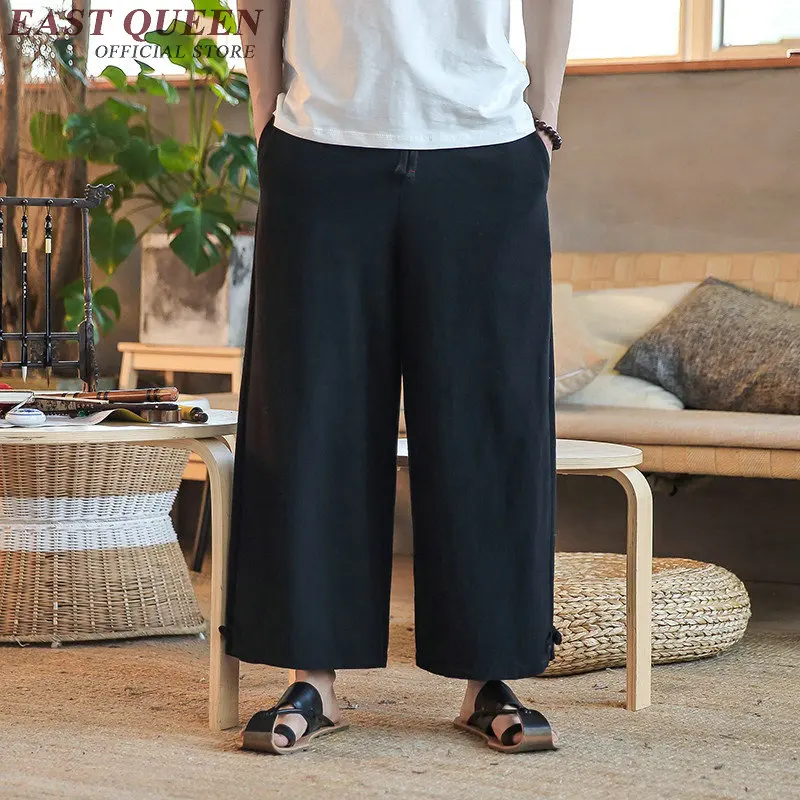 

Chinese traditional kung fu wushu pants clothing for men male linen oriental style wide leg pants trousers outfits KK2319